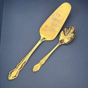 Vintage RETRONEU GOLD Pie Cake Server Electroplate Stainless 18-0 Flatware